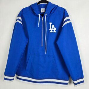 Pink Victorias Secret MLB LA Dodgers Baseball Womens Medium 1/2 Zip Blue Jacket